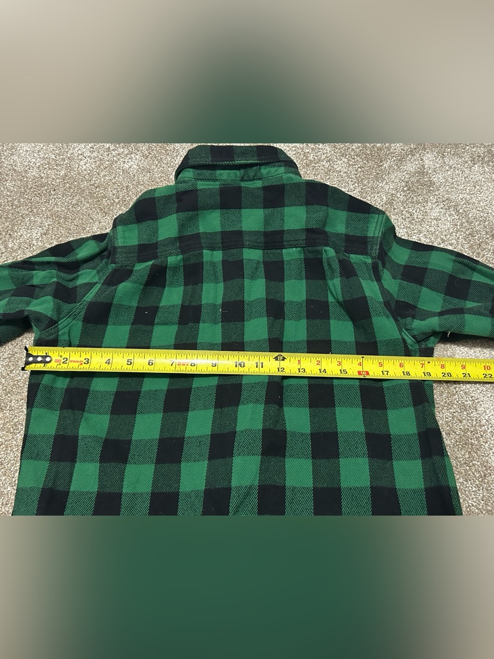 Woolrich Buffalo Check Flannel Shirt Green Black Plaid Cotton Button Up Size M - Picture 6 of 7